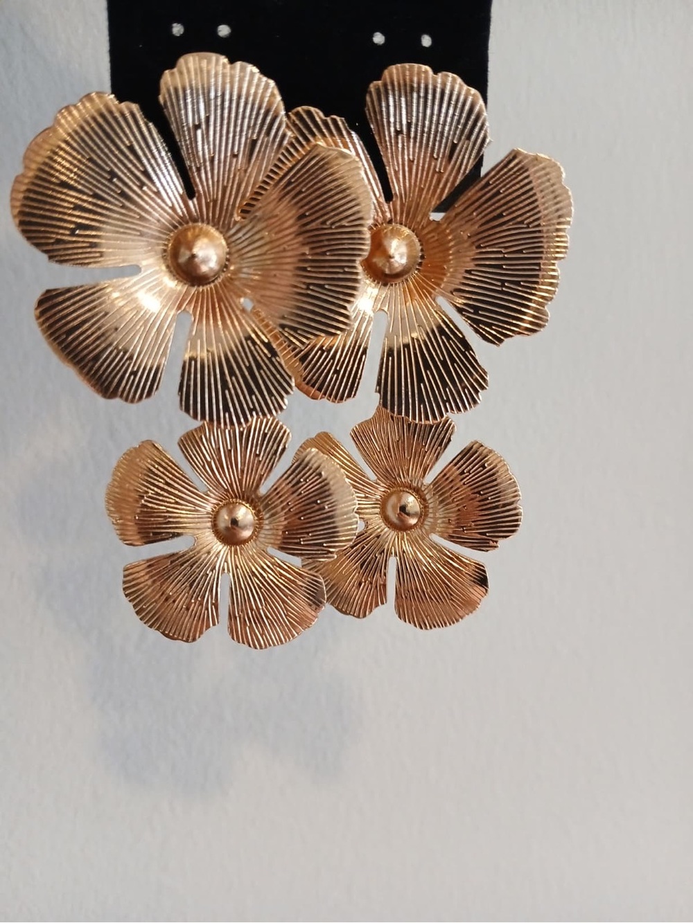 Gold Floral Statement Drop Earrings - Women's Accessories